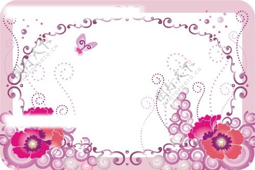 粉色系花朵边框相框图片