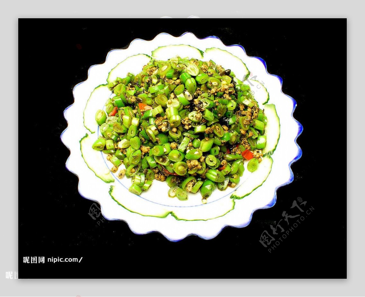 榄菜肉沫四季豆图片