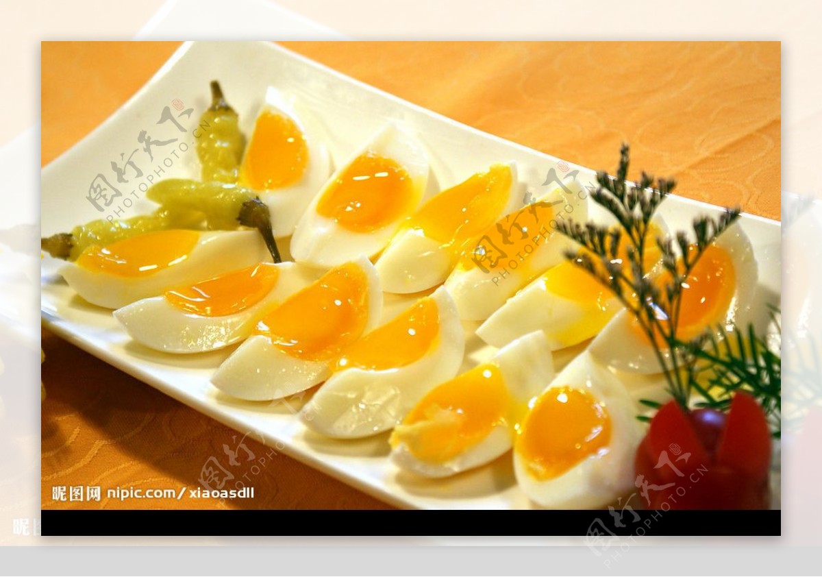 鸭蛋黄凉菜盘子泡椒图片