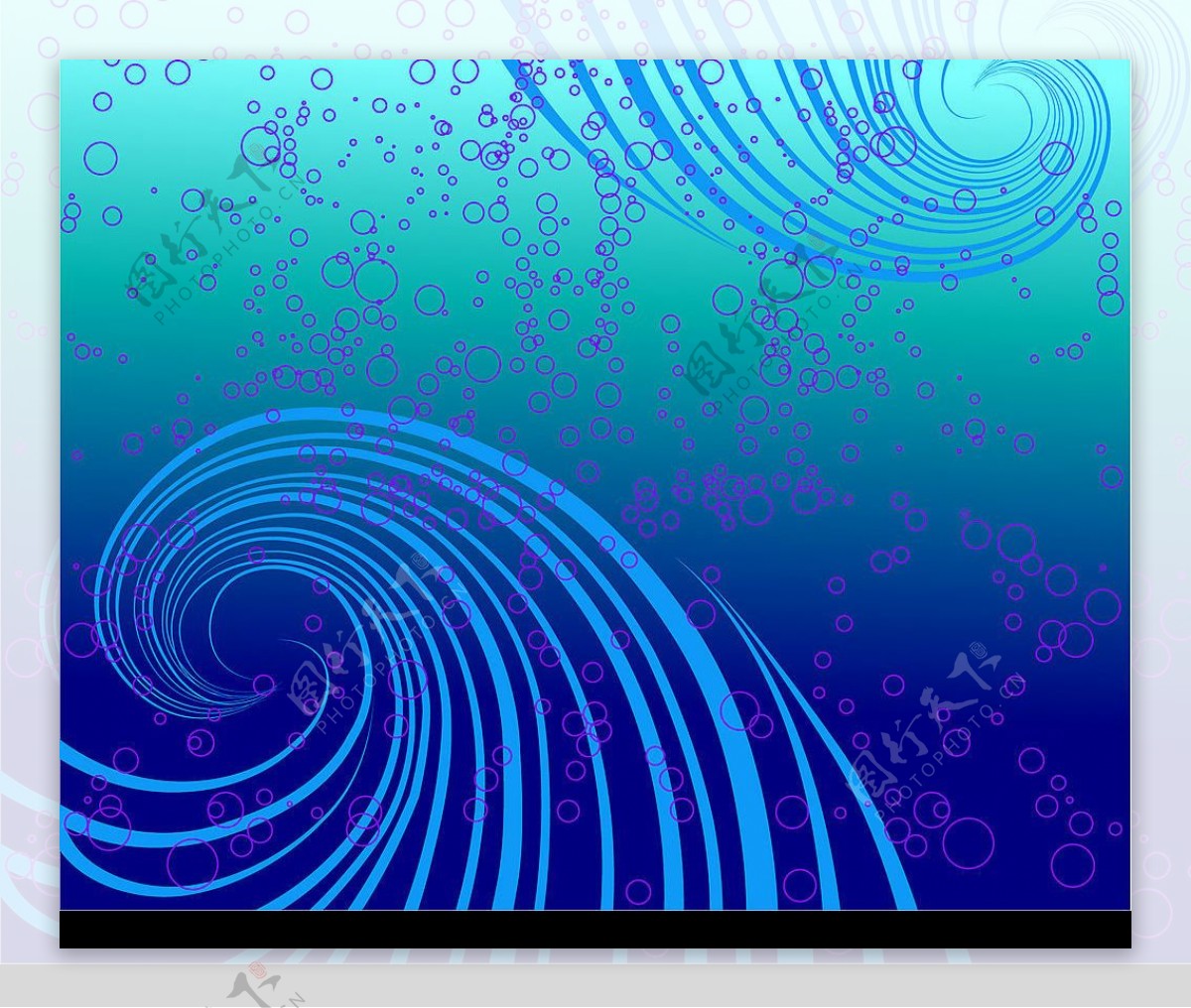 蓝色旋涡与紫色气泡矢量图图片