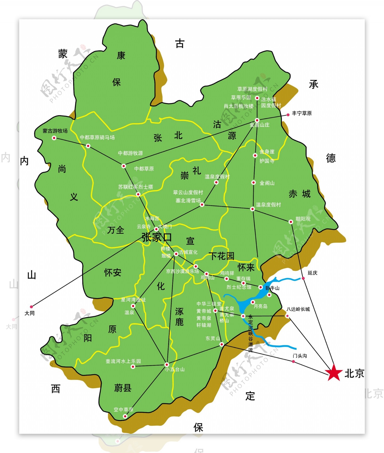 张家口地图高清全图矢量可编辑全市各县区行政区划地图_文档下载