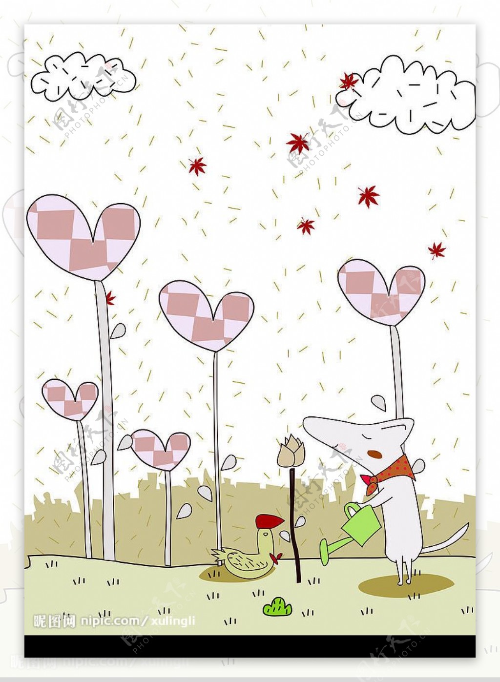 矢量卡通可爱老鼠的秘密花园图片