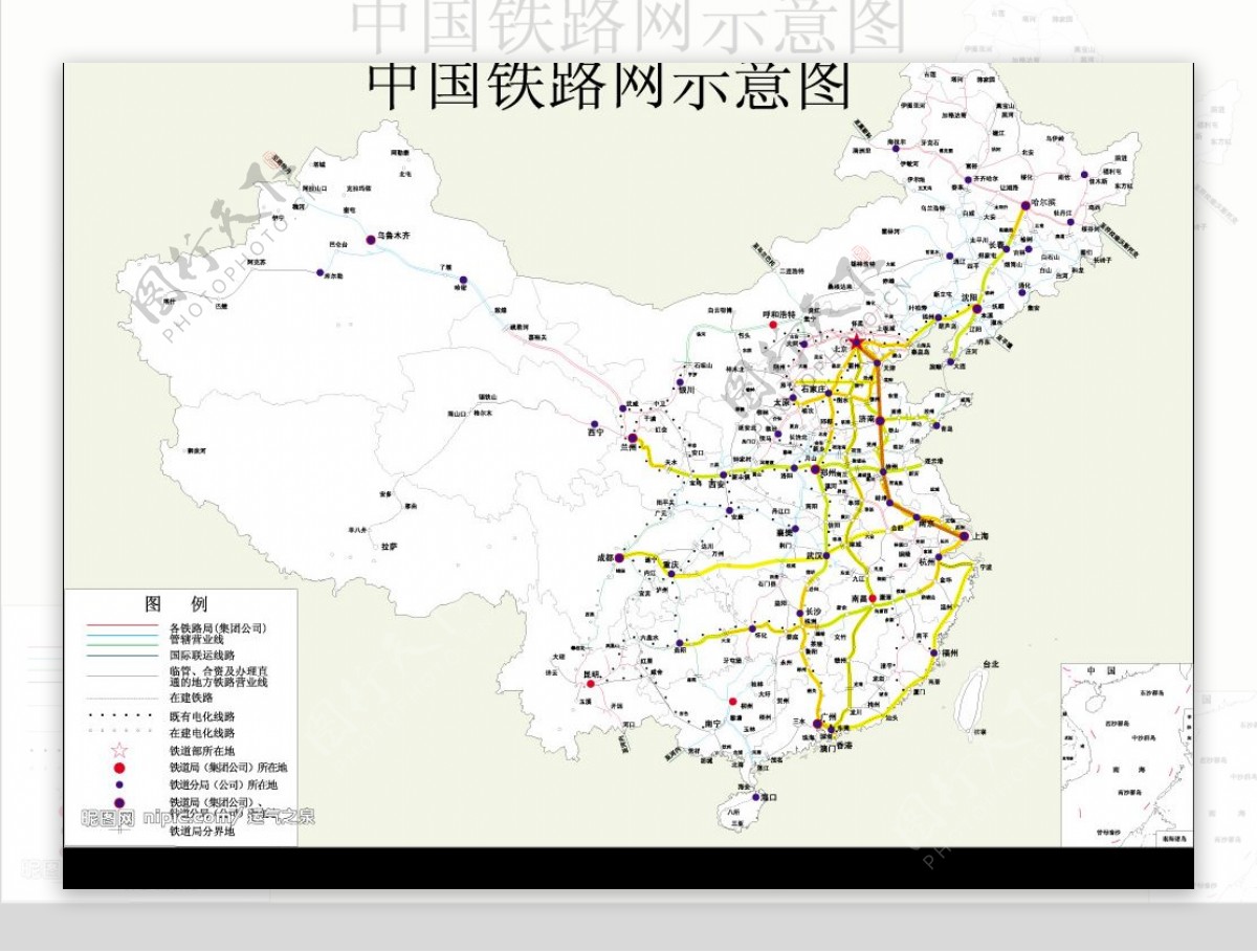 中国铁路网示意图图片
