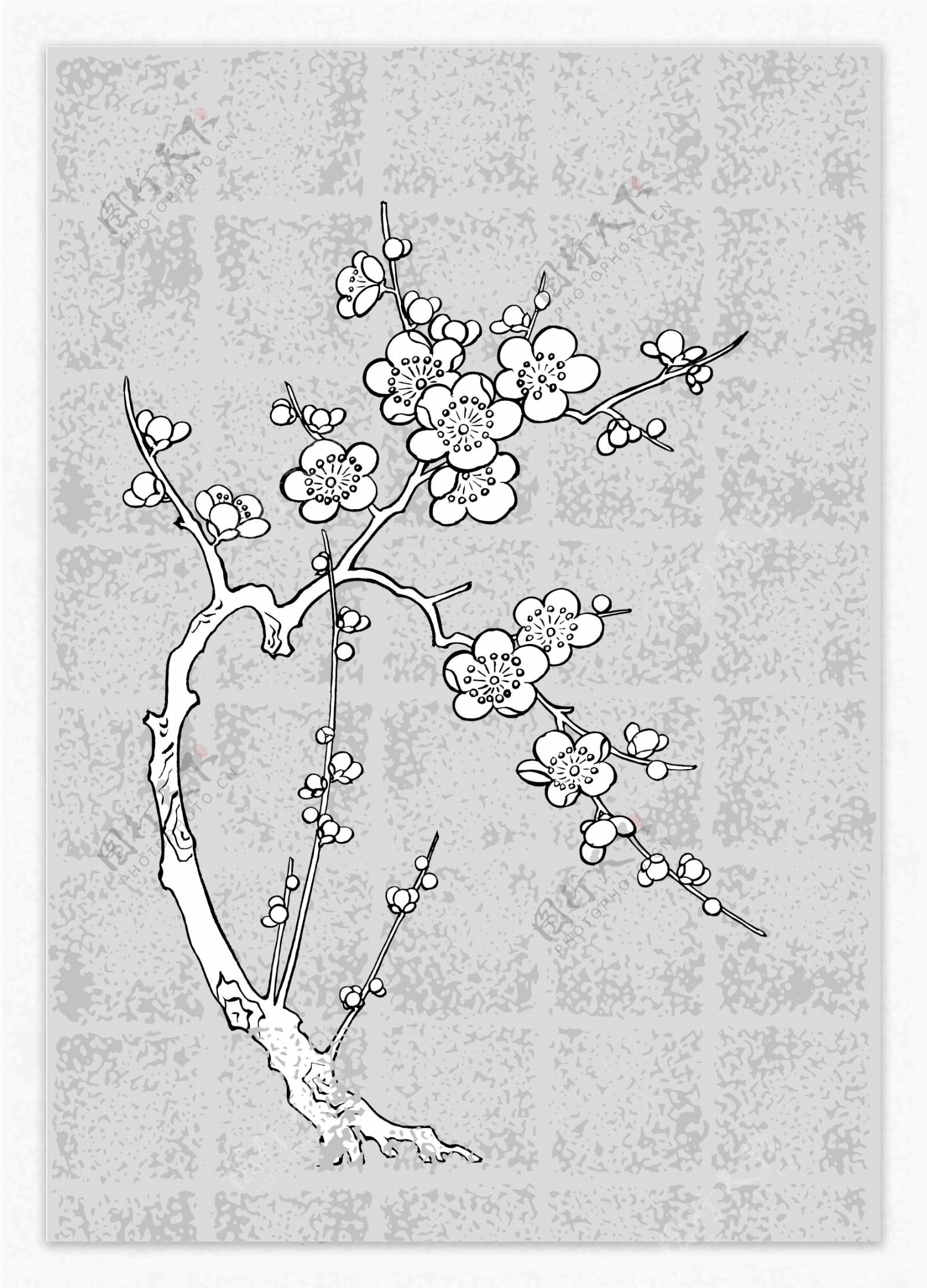 日本线描植物花卉矢量素材系列图片