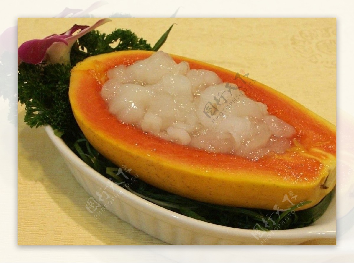 木瓜炖雪蛤图片