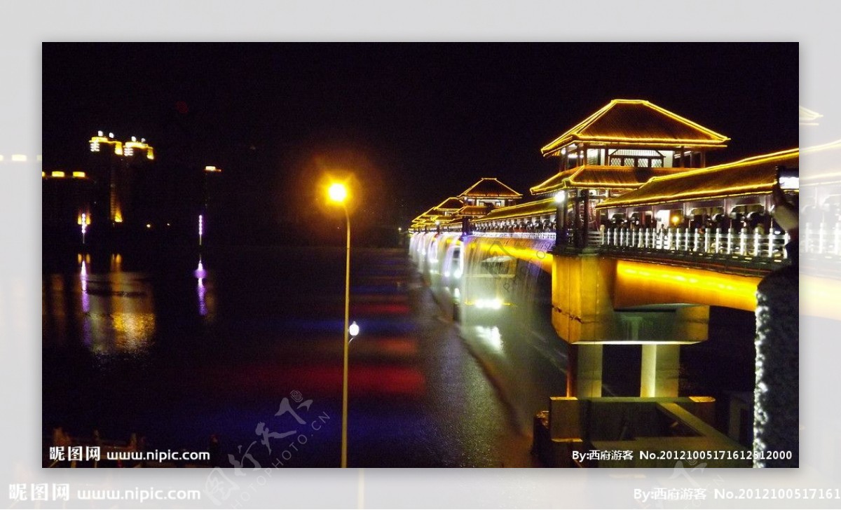 廊桥夜景图片