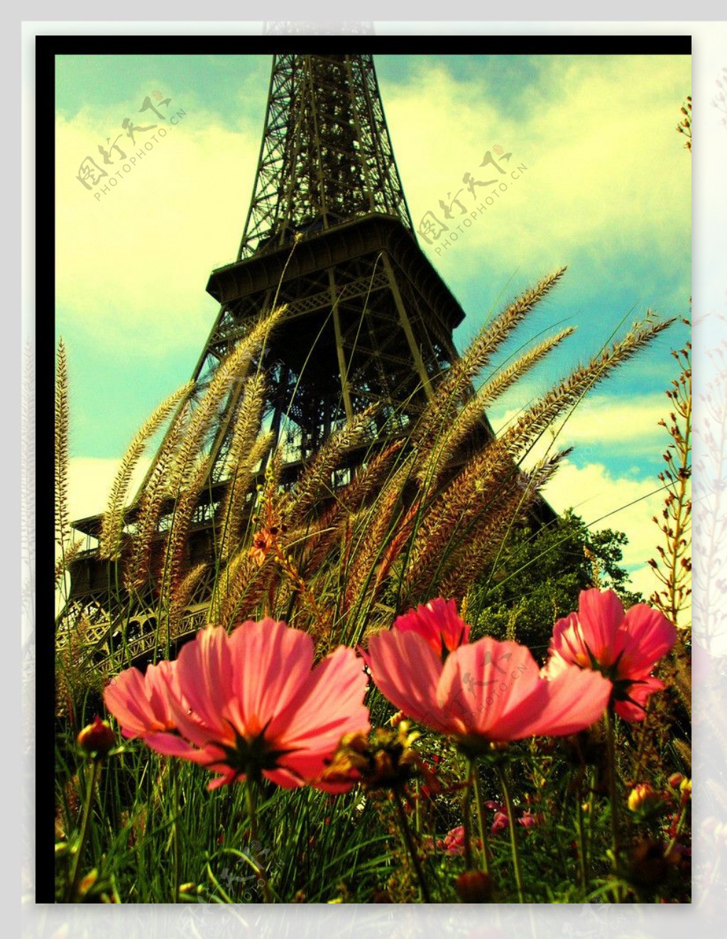 巴黎铁塔鲜花客厅装饰图片