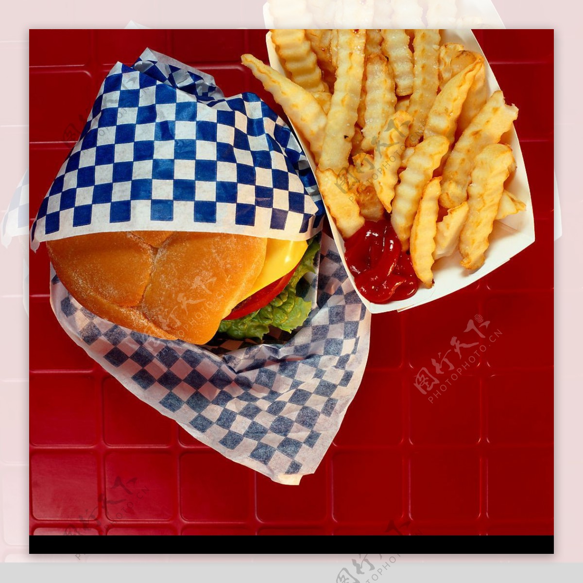 西餐薯条与汉堡美食高精度素材图片