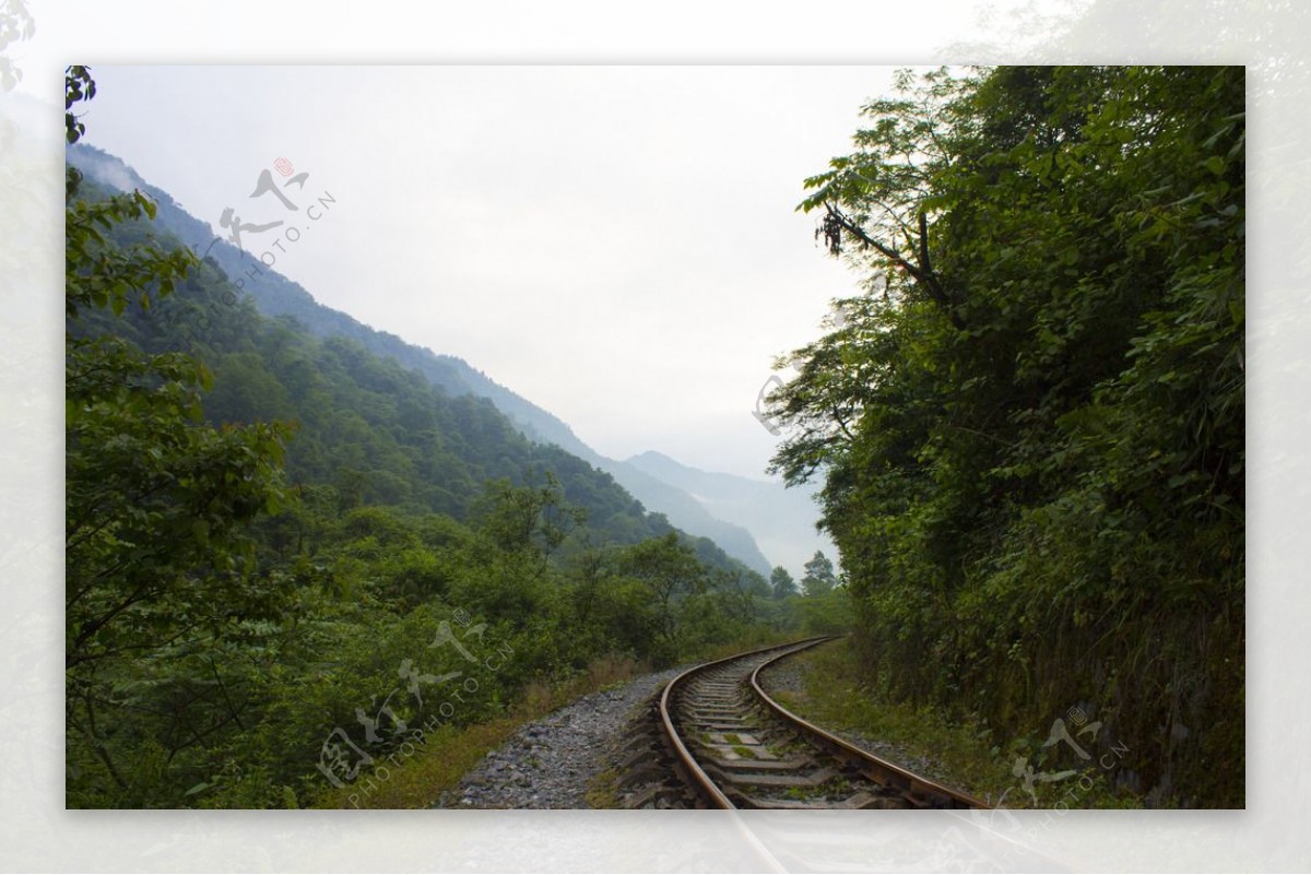寂静的山中铁路图片