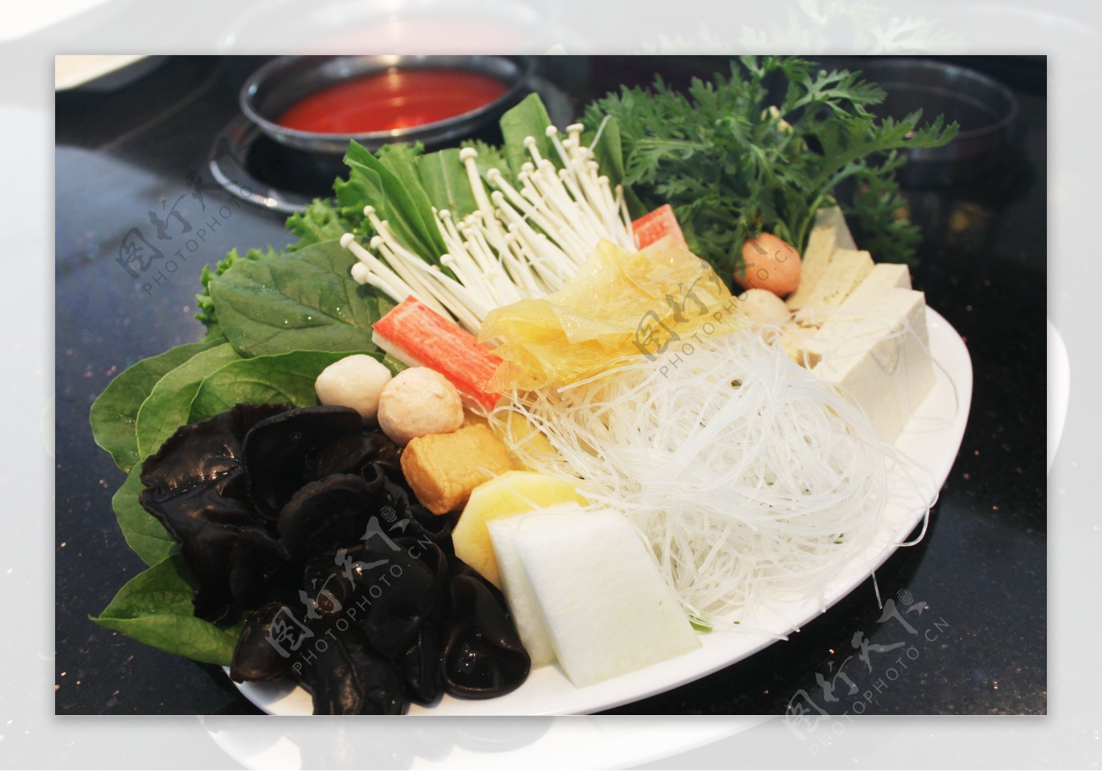 蔬菜拼盘火锅图片