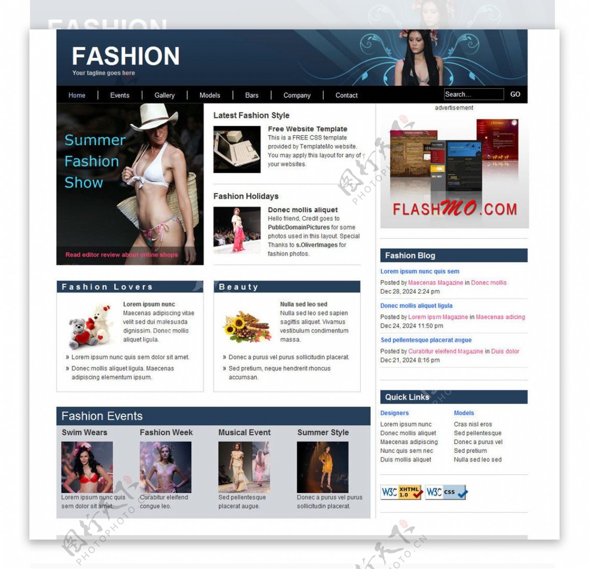 时装展示网站模版图片