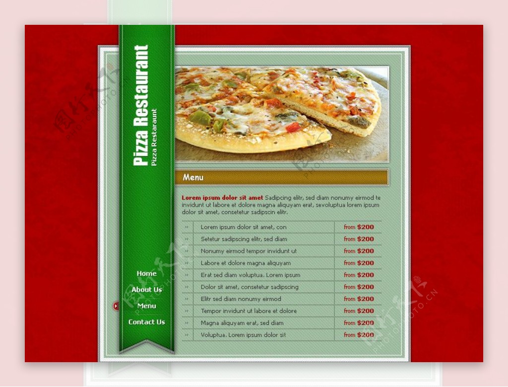 美食餐厅网页模版红色披萨比萨图片