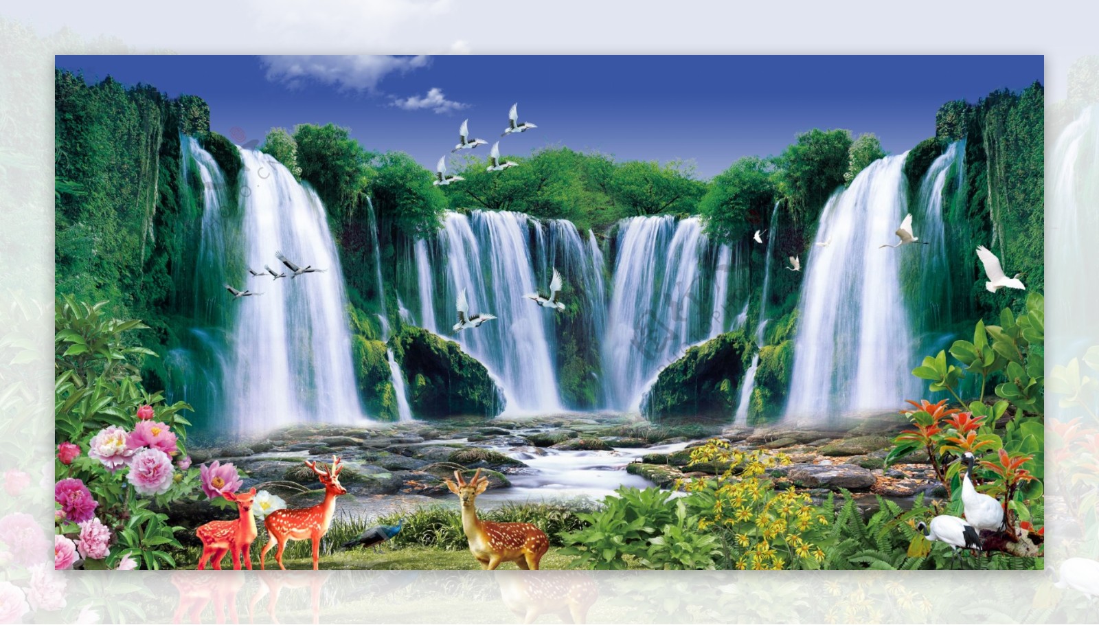山水瀑布自然风景图片