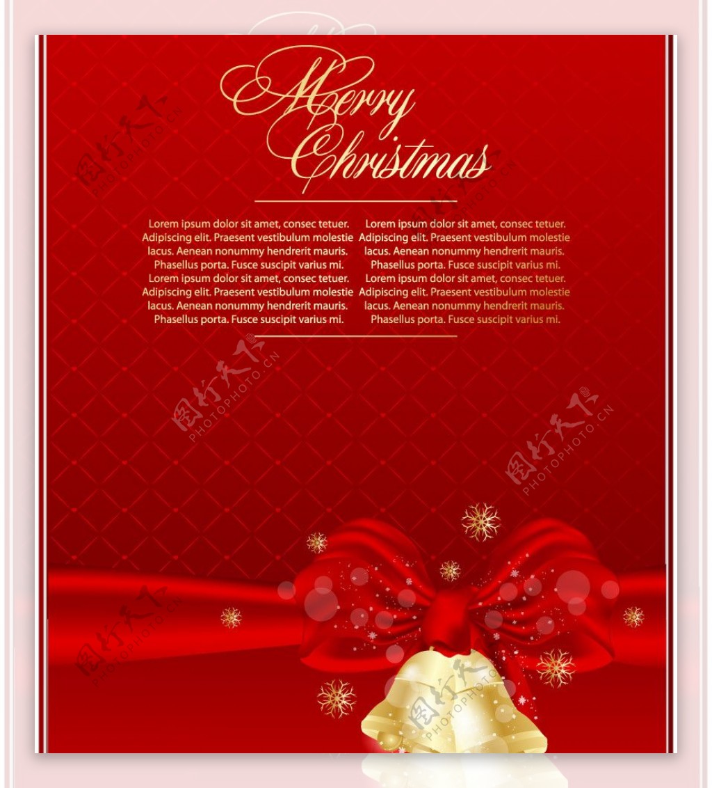 红色彩带蝴蝶结圣诞背景图片