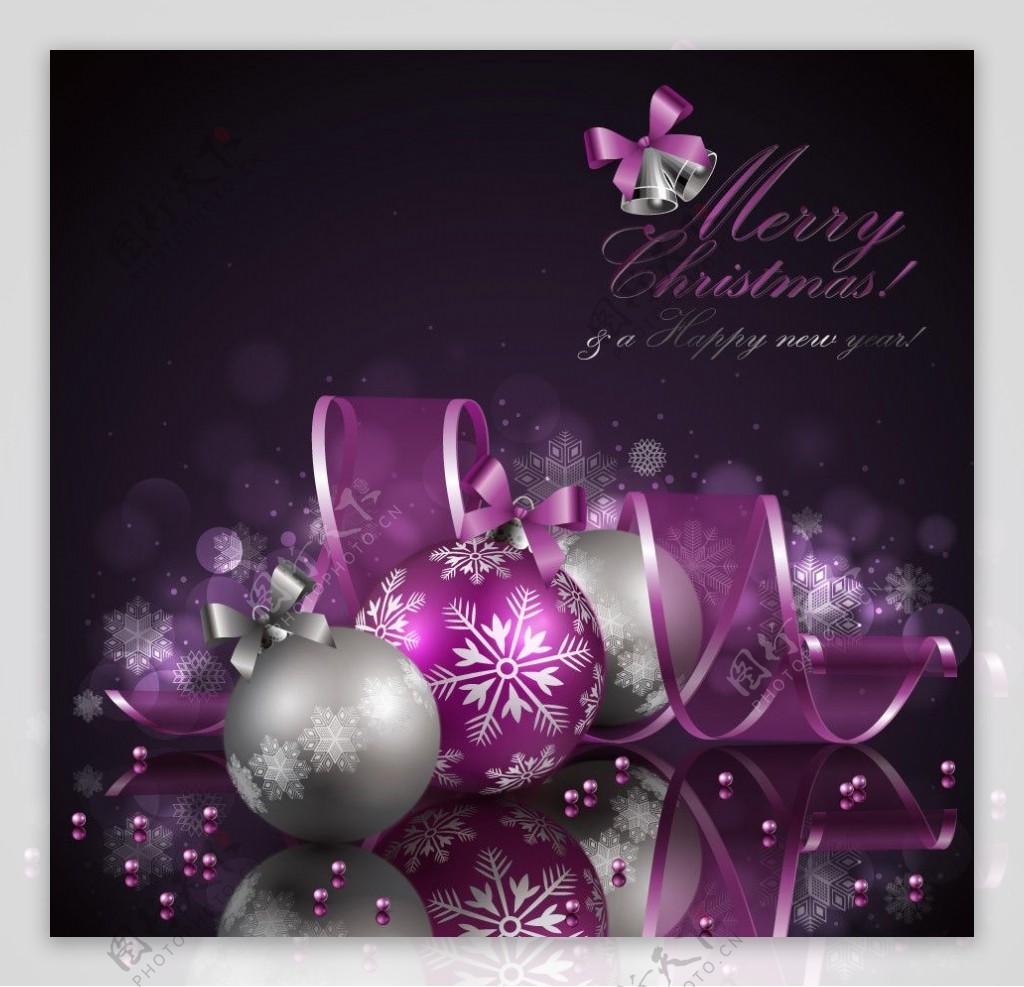 紫色时尚动感丝带圣诞背景图片