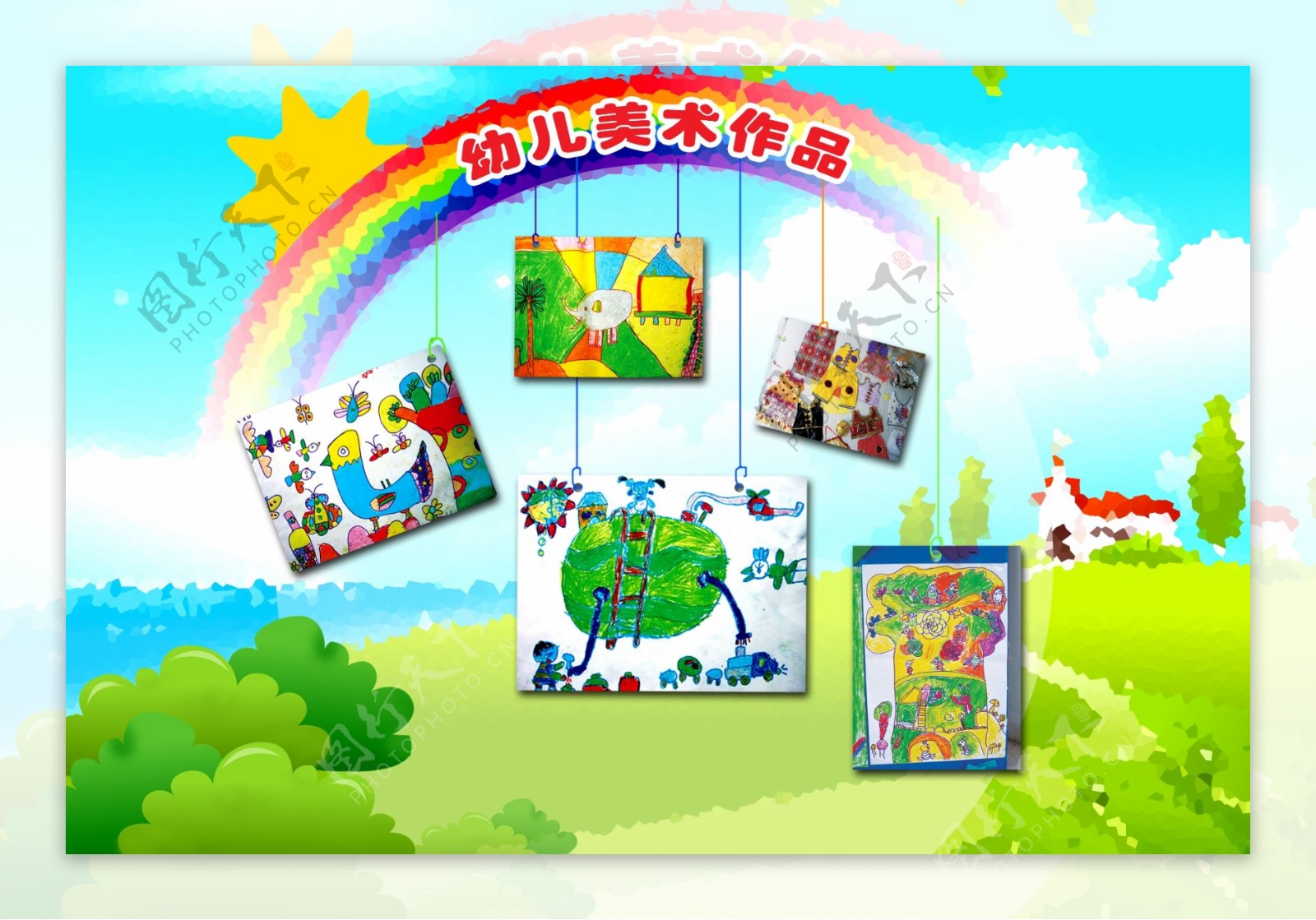 幼儿园幼儿作品展板模板图片