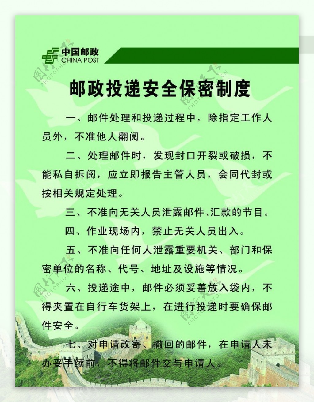 邮政投递安全保密制度图片