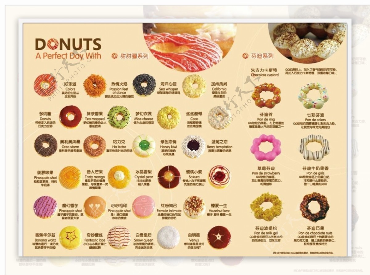 时尚甜甜圈三折页宣传单图片