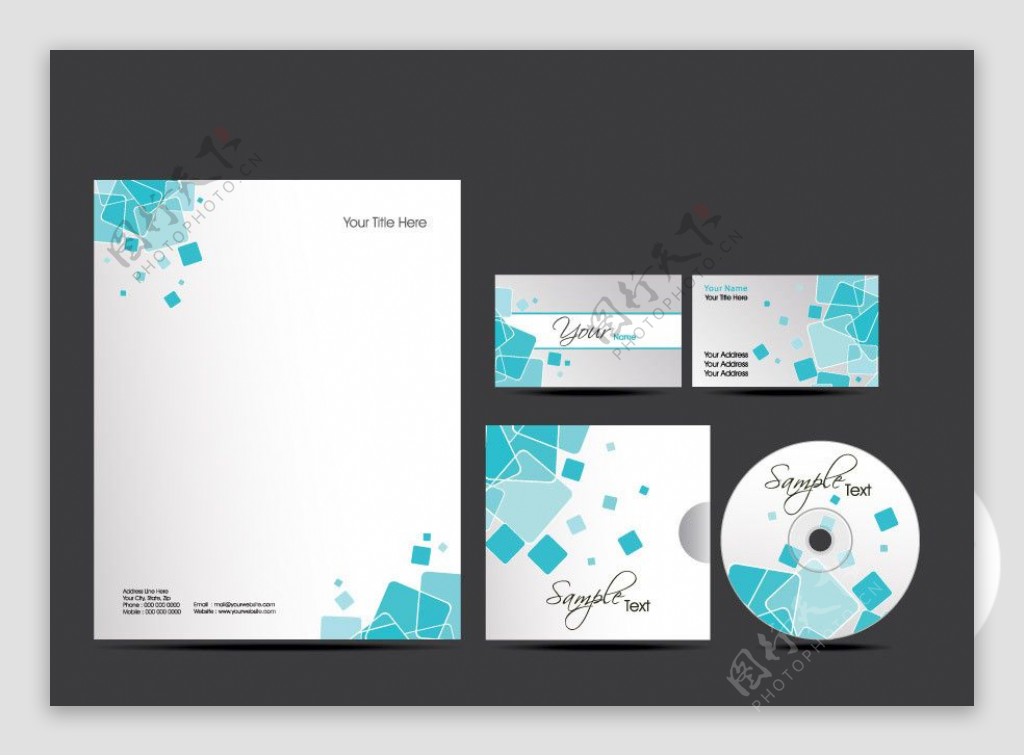 蓝色方框方块企业画册设计图片