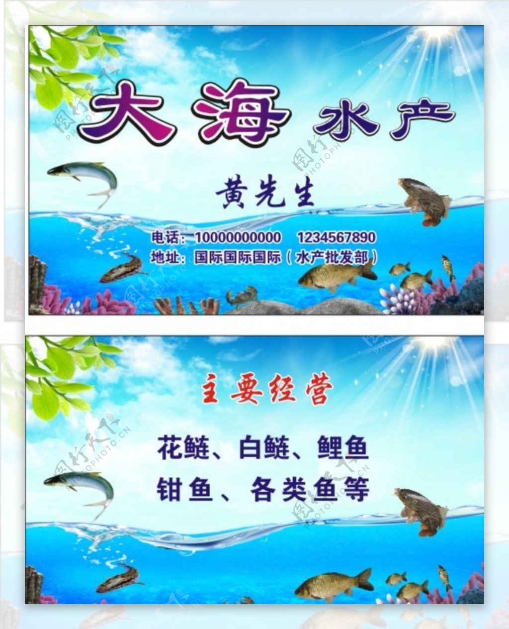 水产海鲜鱼类名片图片