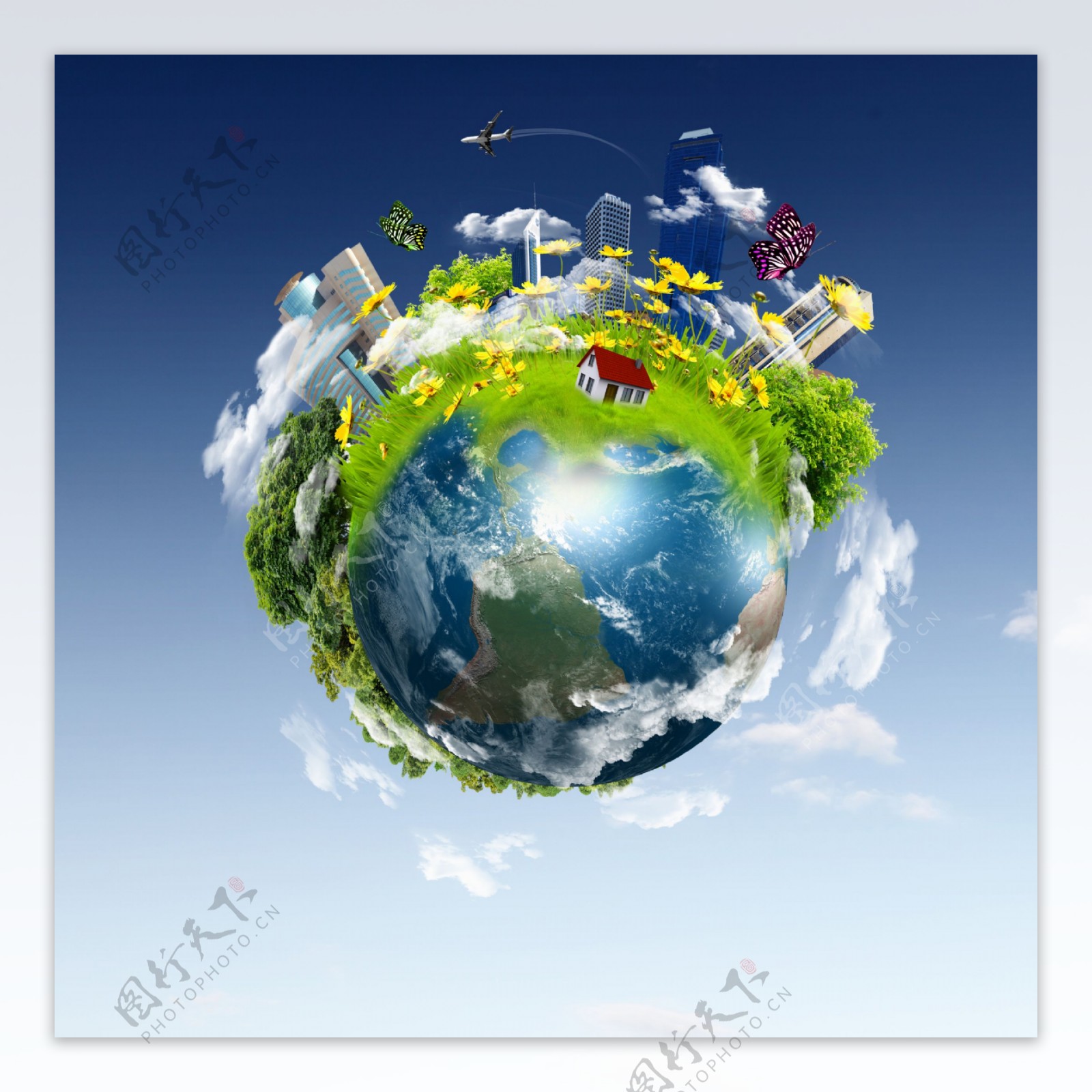 绿色环保生态地球图片