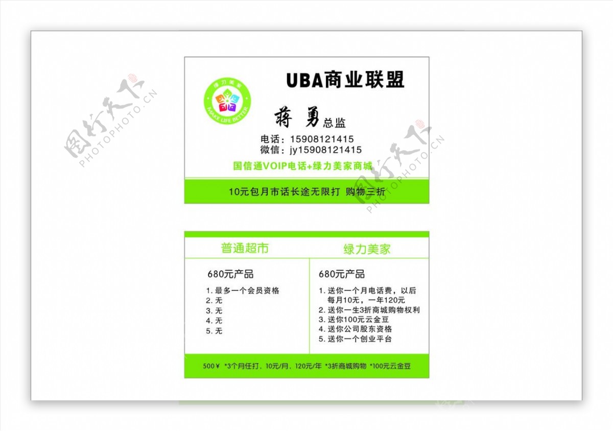 UBA商业联盟名片图片