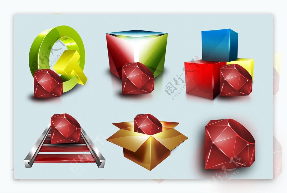 3D轨道红宝石魔方箱子图片
