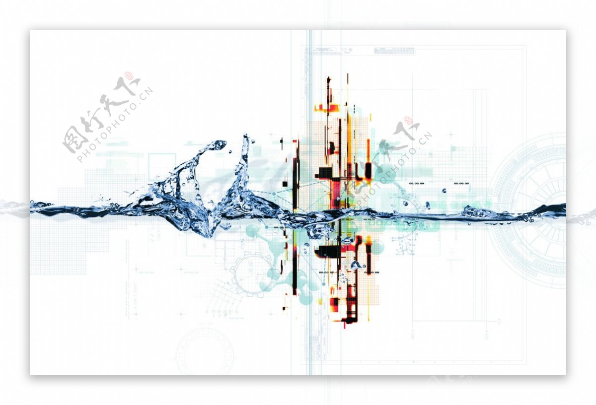 科技数字线条抽象背景水图片