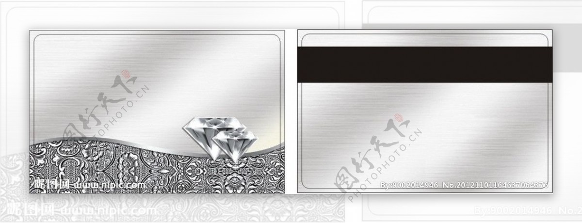银色PVC磁条卡样版钻石高档整张位图图片