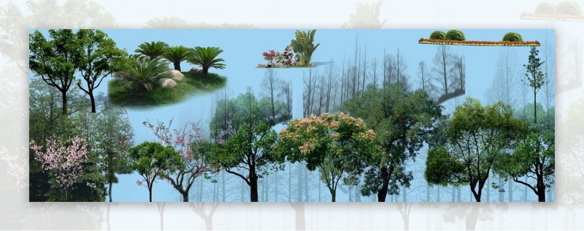 园林景观花草树林鸟瞰透视效果图PSD分层5图片