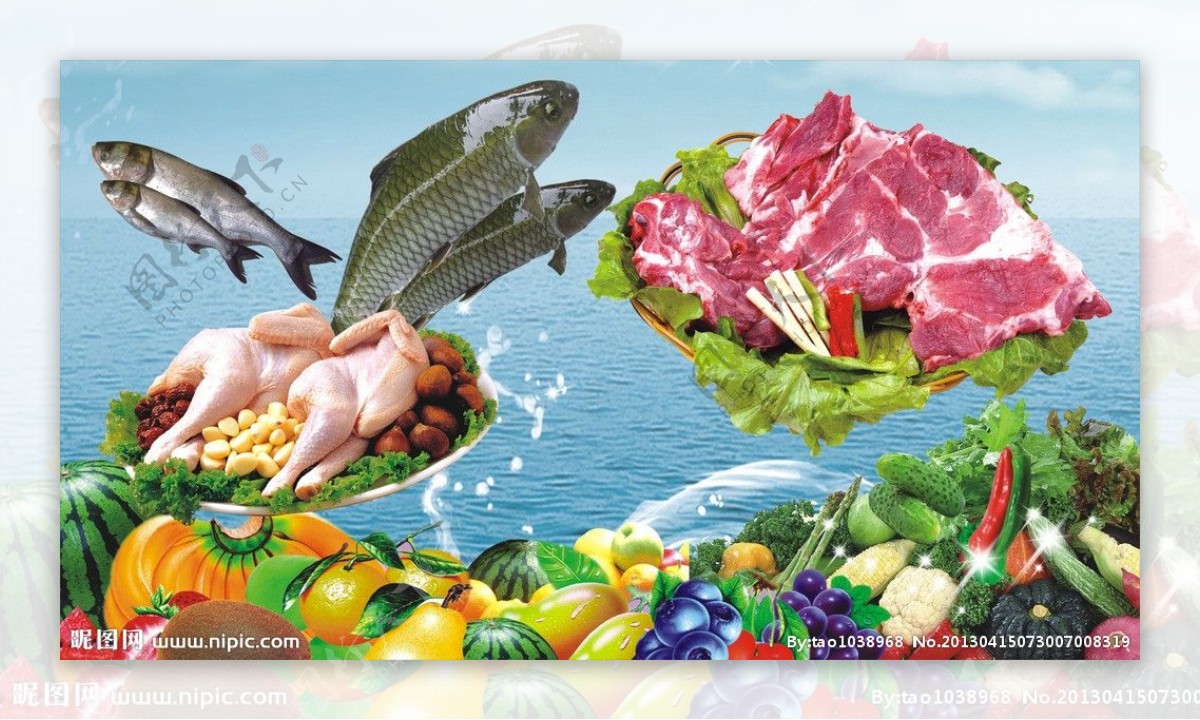 生鲜蔬菜水果鱼肉图片