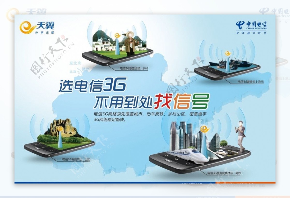 中国电信3G网络覆盖宣传图片