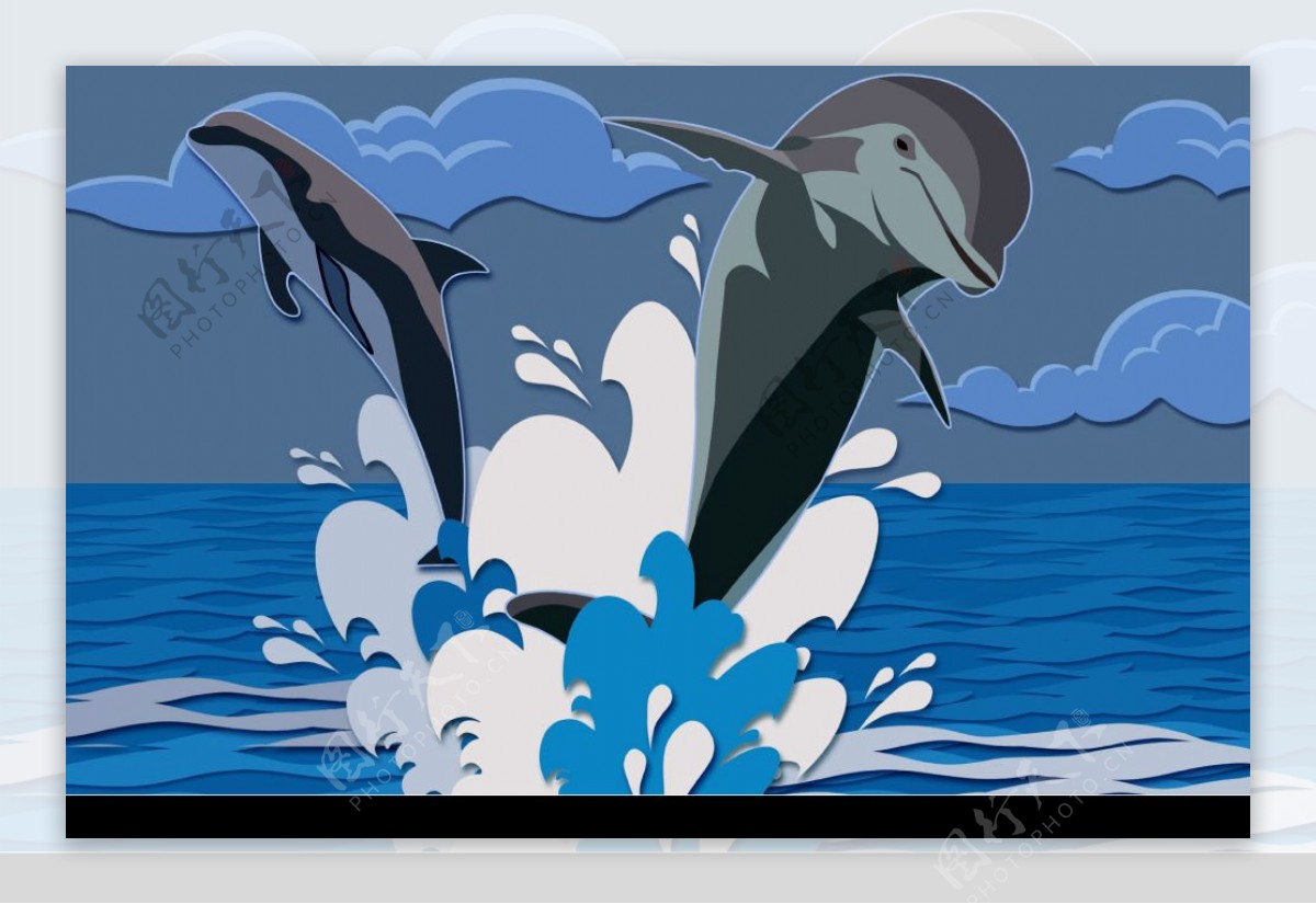 非常可爱的艺术化海豚图片