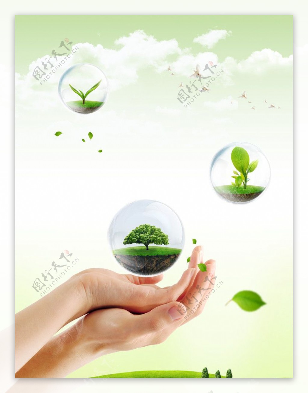 绿色爱心环保海报图片