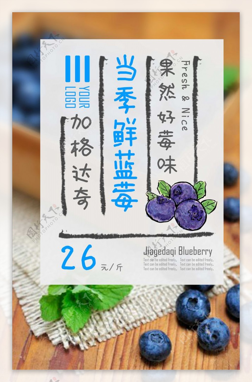 新鲜加格达奇蓝莓上市海报