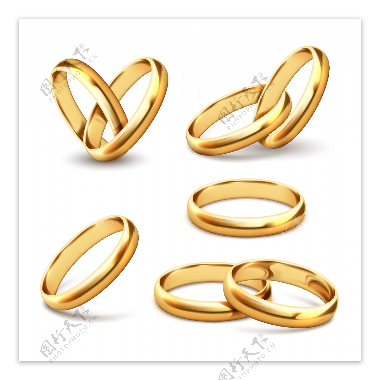 5款质感金色戒指设计矢量素材