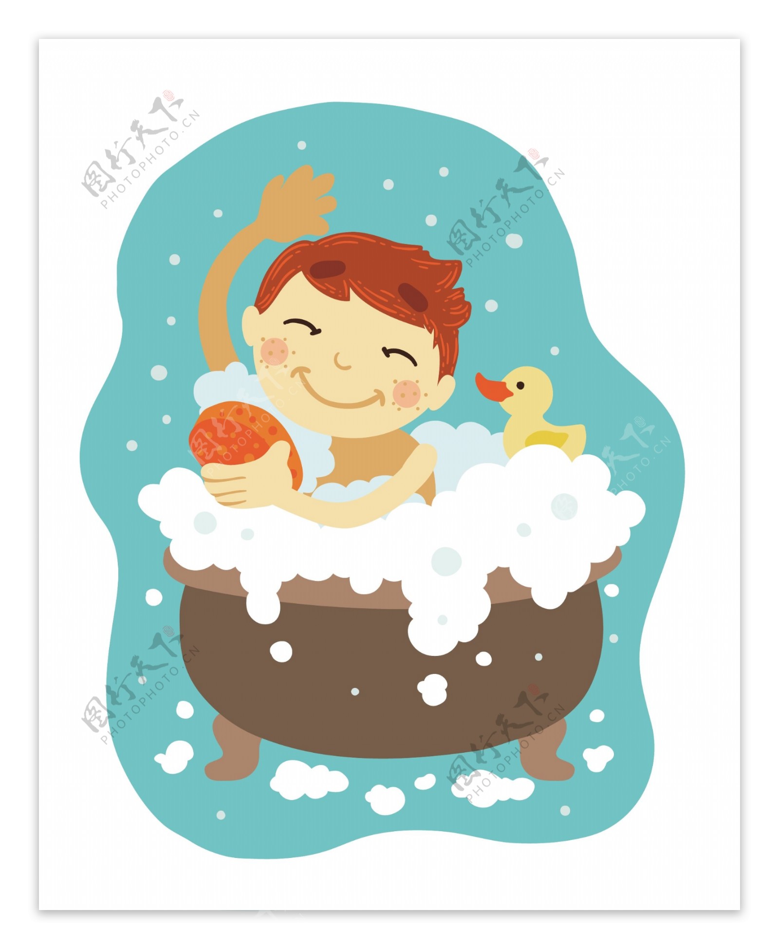 女寶寶洗澡沖涼卡通形象, 泡澡, 女孩, 幼兒素材圖案，PSD和PNG圖片免費下載