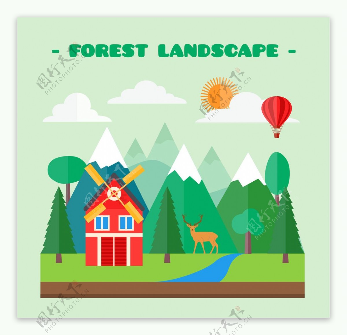 森林景观的平板设计