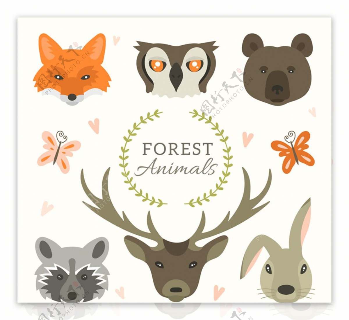 8款森林动物设计矢量素材