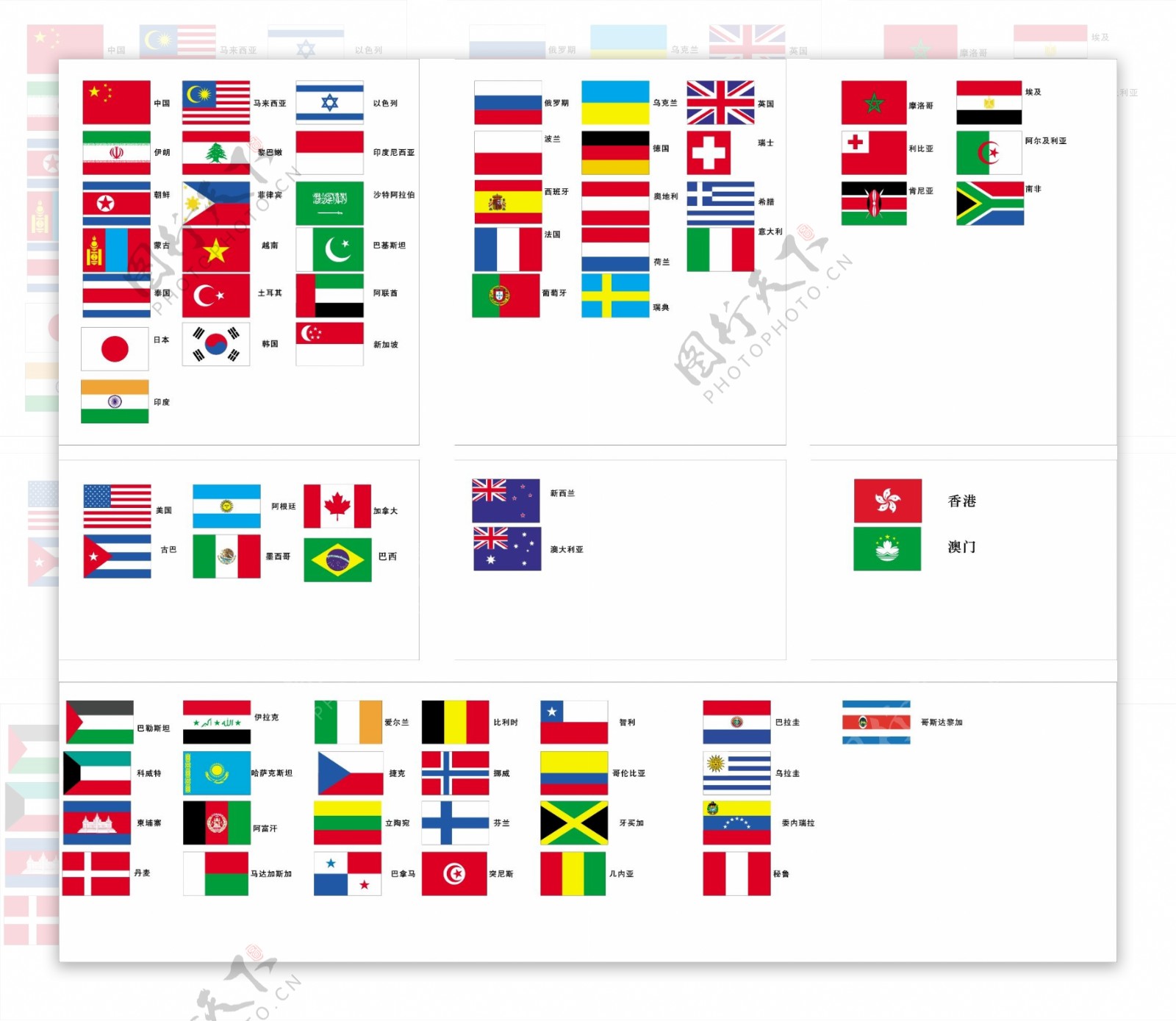 亚洲各国国旗大全组合3D模型,MAX,MB,SKP等多种格式_基础设施模型下载-摩尔网CGMOL