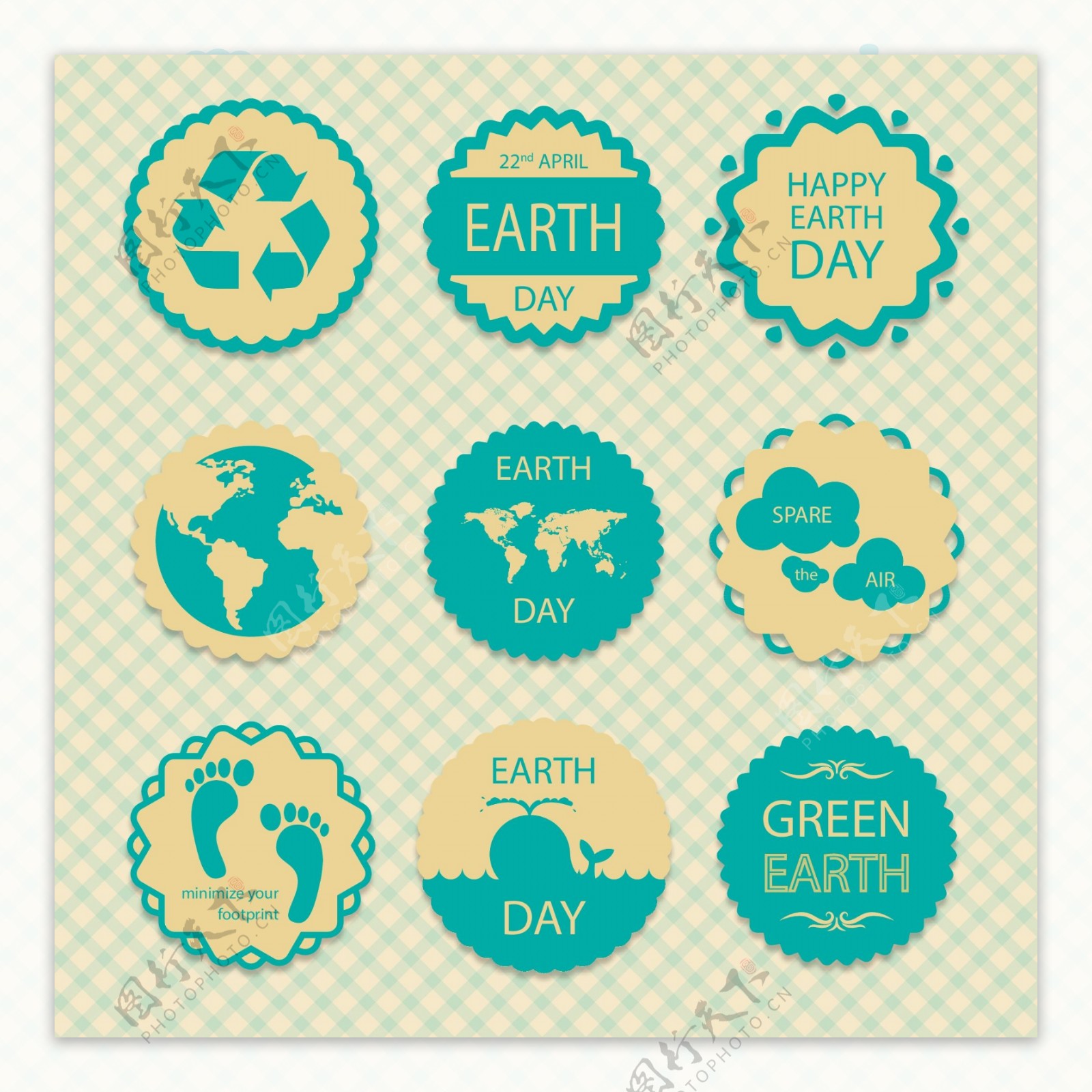 地球日绿色矢量标志素材
