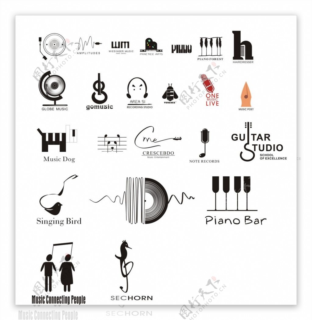 音乐元素Logo设计