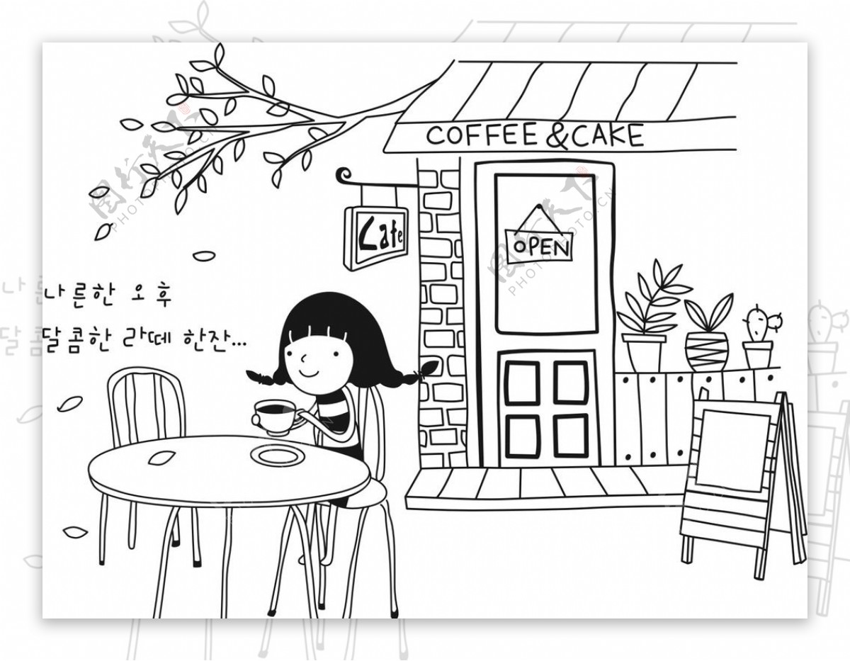 咖啡女孩墙贴图片素材-编号22752760-图行天下
