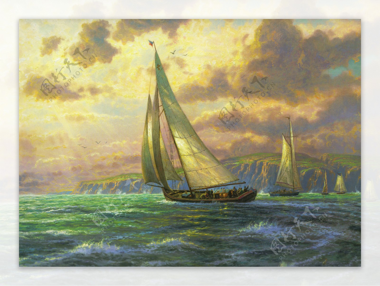 托马斯高清风景油画之帆船海景