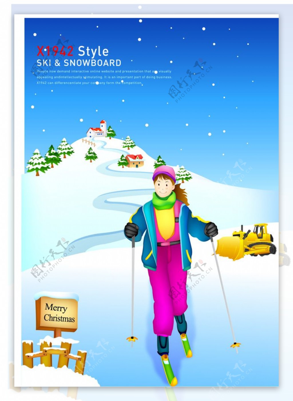 冬季滑雪运动女孩