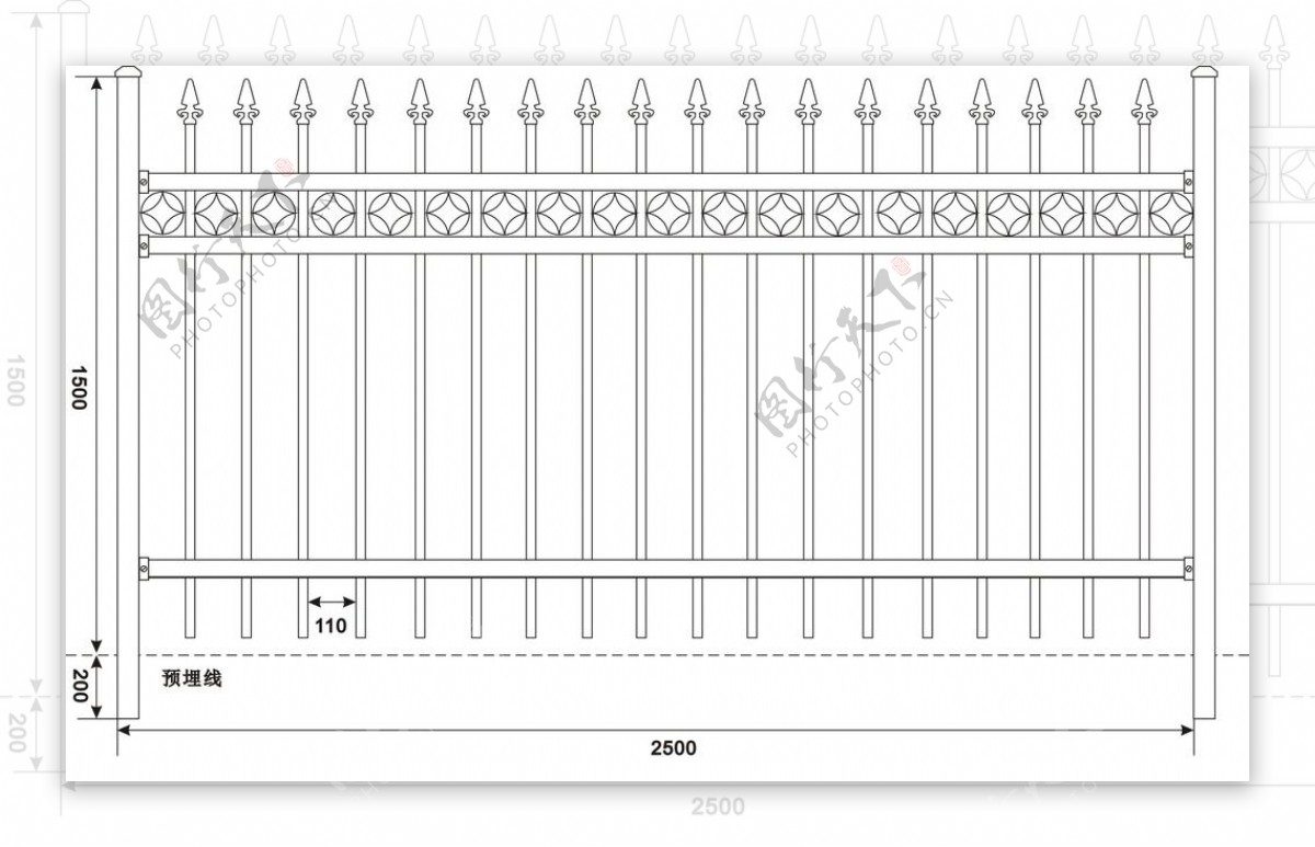 围墙护栏平面结构图
