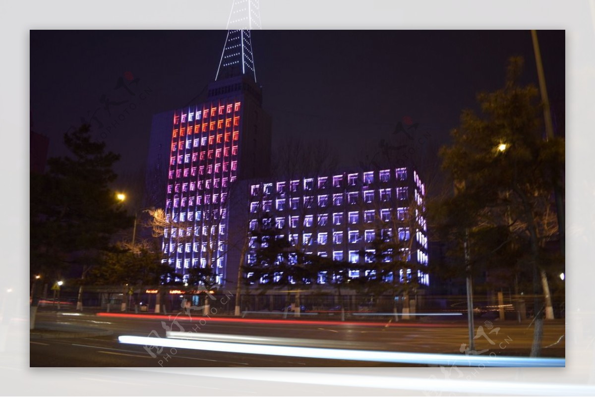 建筑外墙夜景照明设计效果图PSD分层图片下载_红动中国