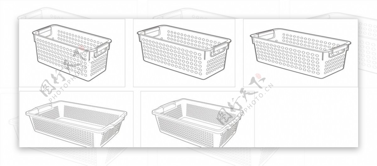 收纳筐收纳篮设计线框图