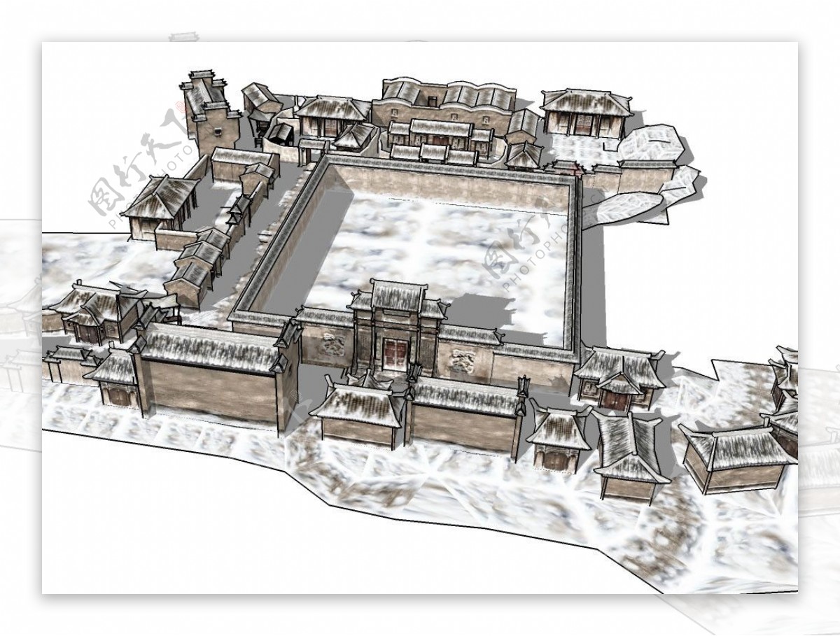 村庄雪景3D模型