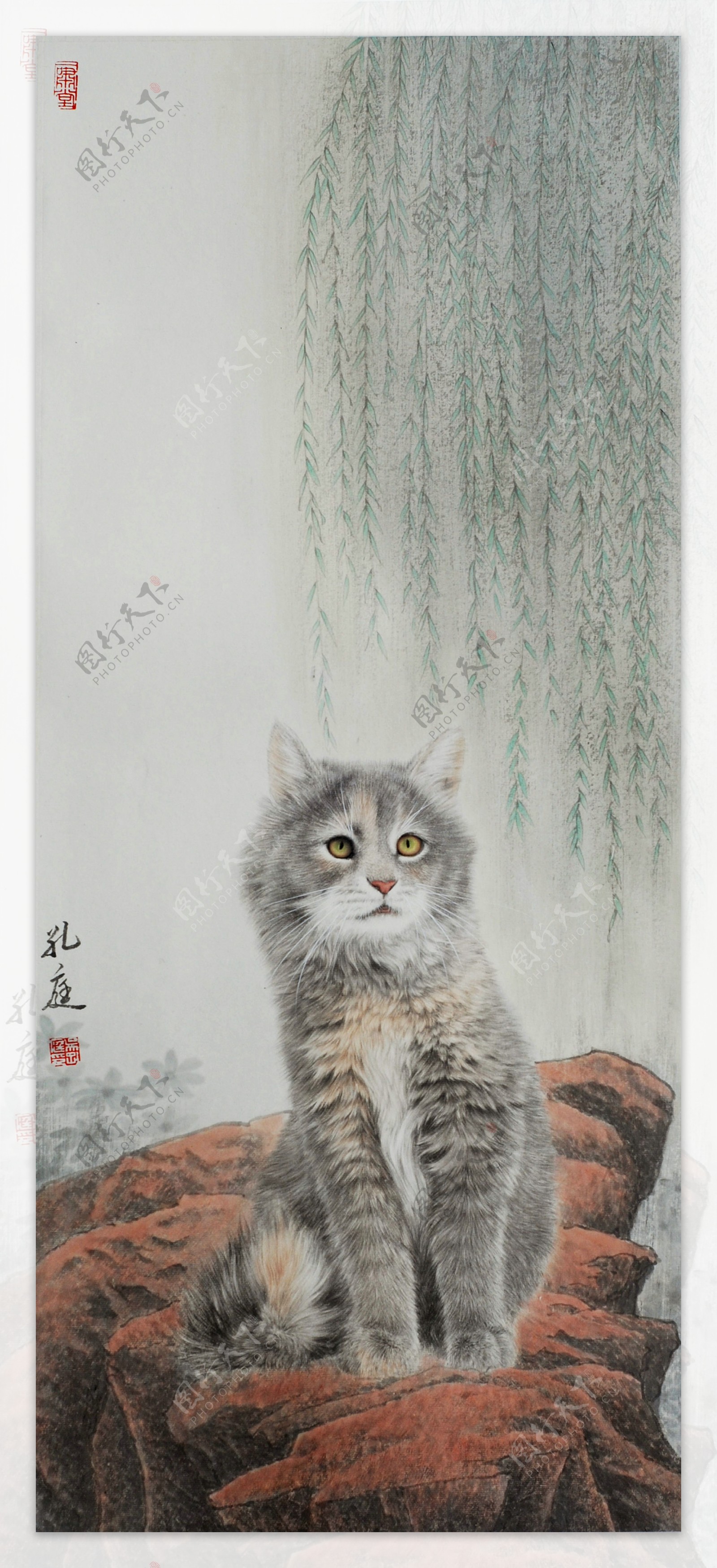 吴孔庭高清工笔画猫